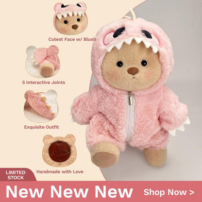 Dinosaur Teddy Bear | Handmade Jointed Teddy Bear Gift